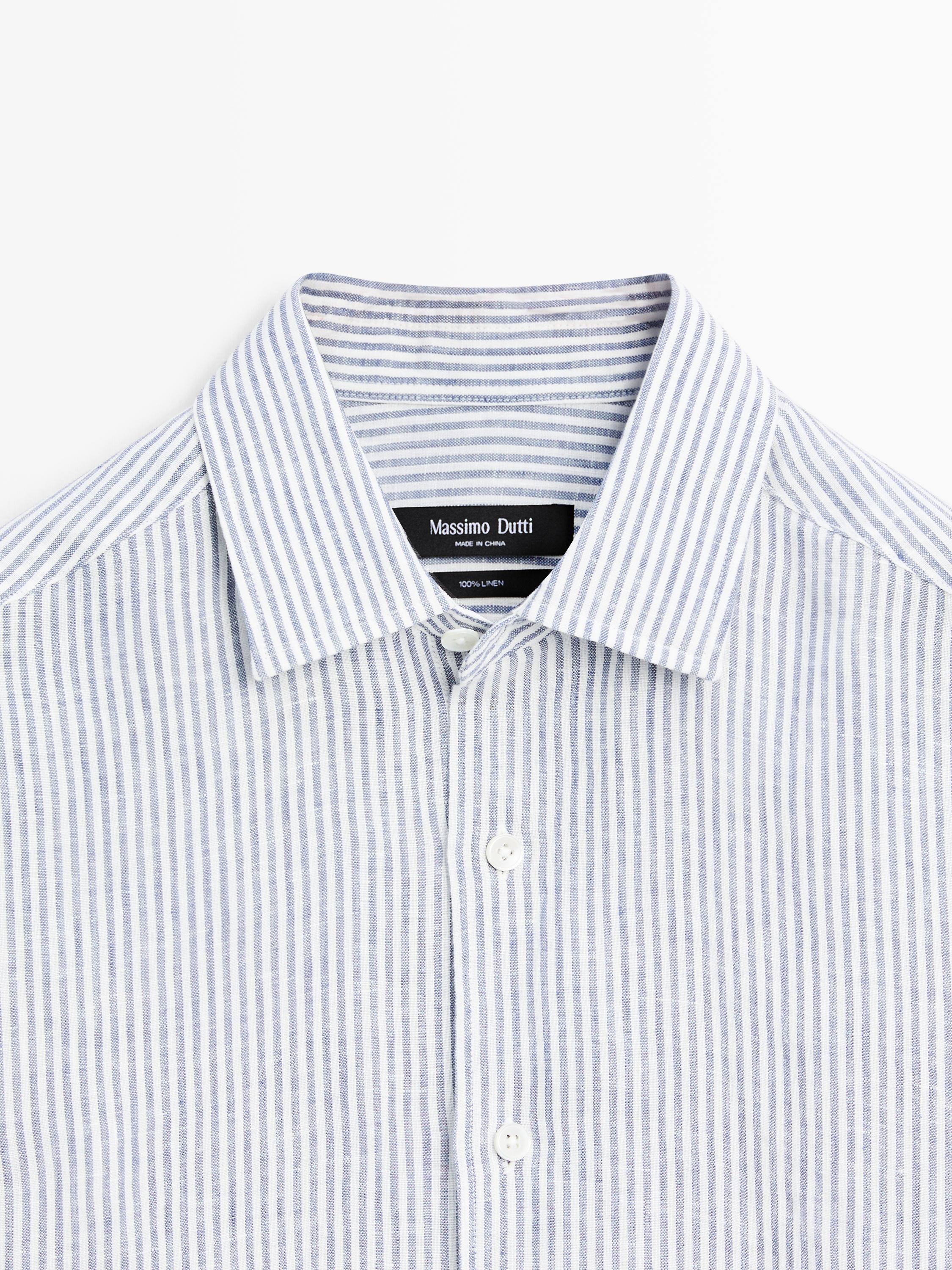 Striped slim fit linen shirt